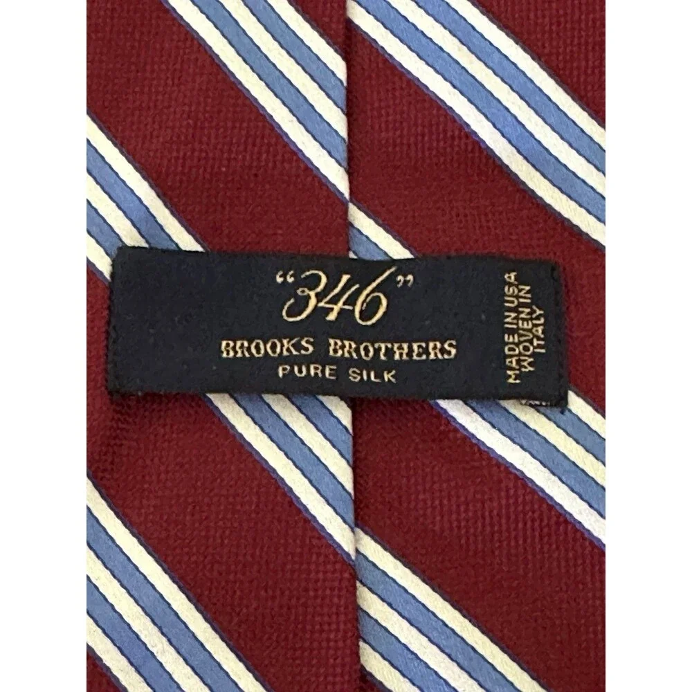 Brooks Brothers 346 Burgundy Blue Stripe Neck Tie NWT 100% Silk
